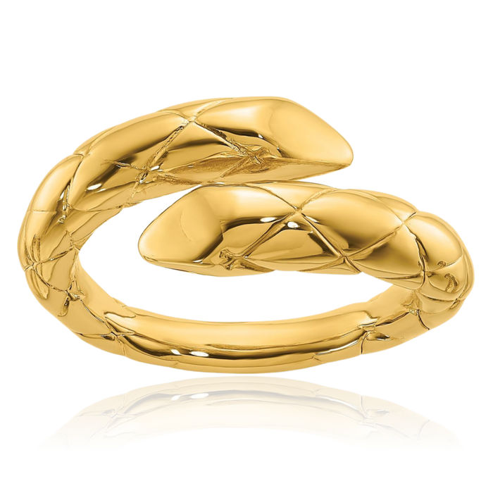 18K Solid Yellow Gold Crisscross Bypass Woven Band Twisted Statement Ring