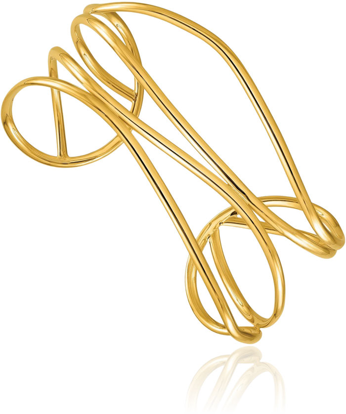 18K Solid Yellow Gold Cuff Bracelet