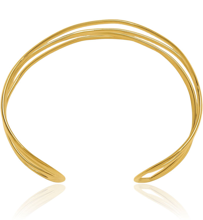 18K Solid Yellow Gold Cuff Bracelet