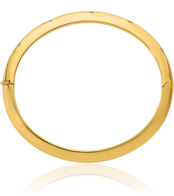 18K Solid Yellow Gold Diamond Bangle Bracelet