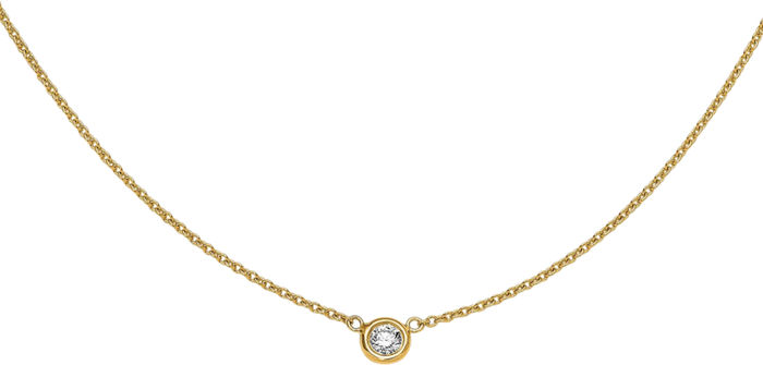 18K Solid Yellow Gold Diamond Solitaire Necklace Chain