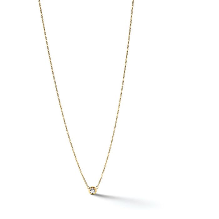 18K Solid Yellow Gold Diamond Solitaire Necklace Chain