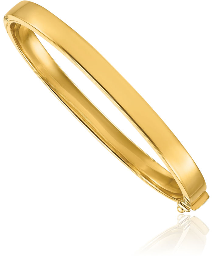 18K Solid Yellow Gold Edge 6.1mm Bangle Bracelet