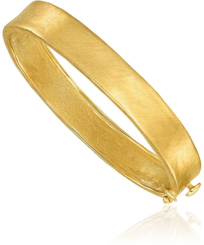 18K Solid Yellow Gold Hammered 11mm Bangle Bracelet