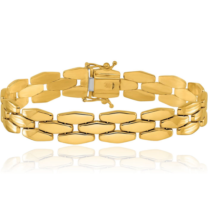 18K Solid Yellow Gold Link 10.7mm Chain Bracelet