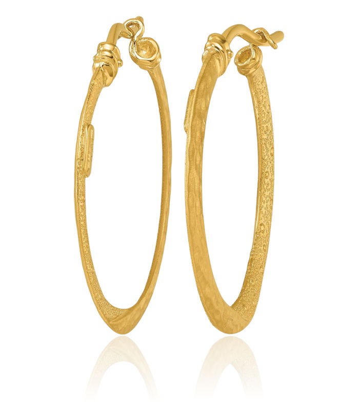 18K Solid Yellow Gold Medium Round Hoop Earrings