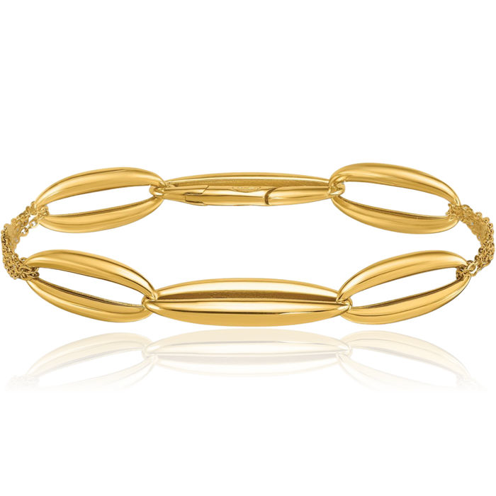 18K Solid Yellow Gold Multi Chain Ovals Bracelet