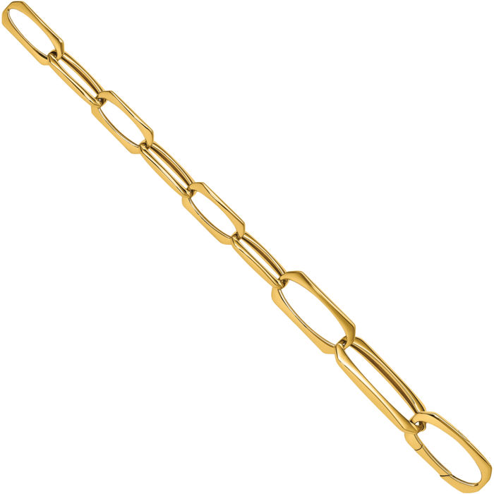 14K Solid Yellow Gold Oval Cable Rolo Link Chain Bracelet