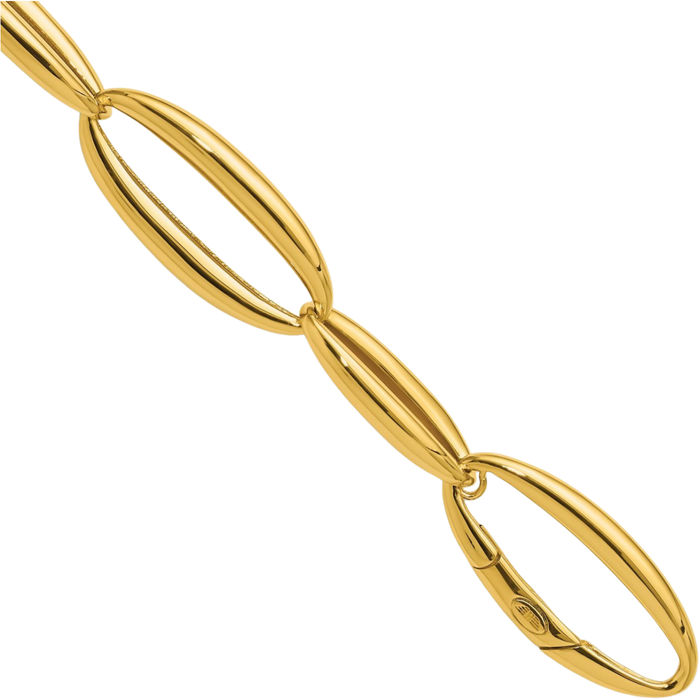 18K Solid Yellow Gold Oval Cable Rolo Link Chain Bracelet