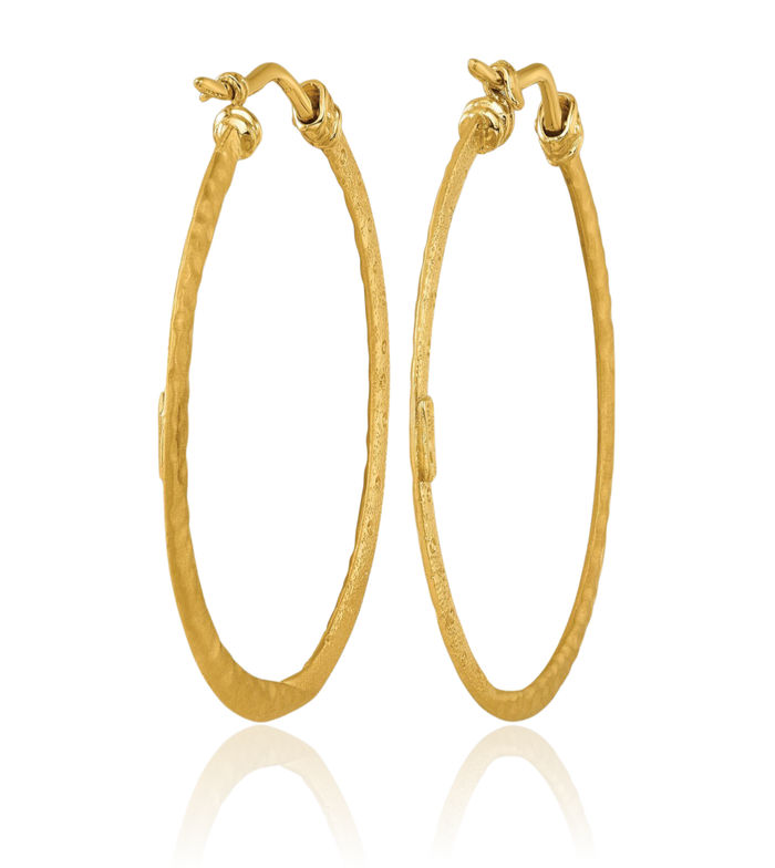 18K Solid Yellow Gold Round Large Hoop Earrings