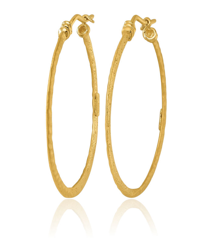 18K Solid Yellow Gold Round Large Hoop Earrings