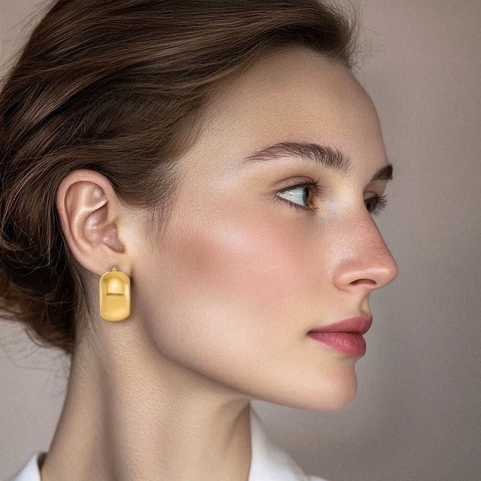 18K Solid Yellow Gold Round Medium Hoop Earrings