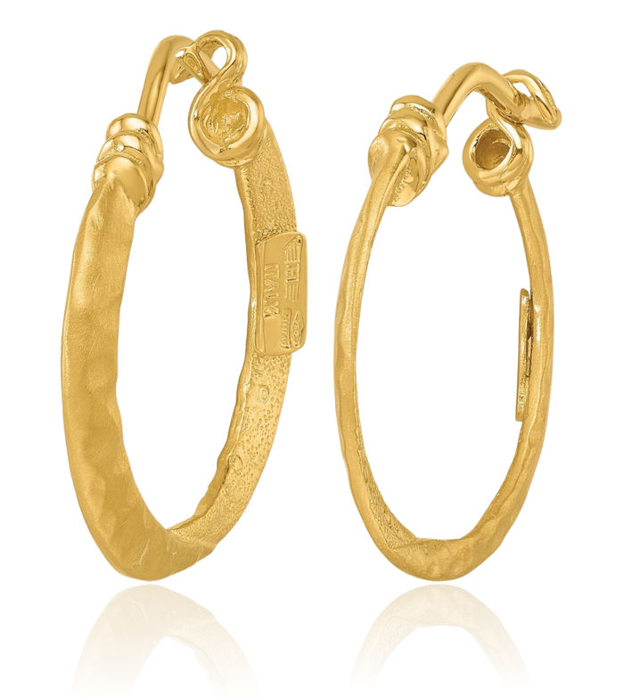 18K Solid Yellow Gold Round Medium Hoop Earrings