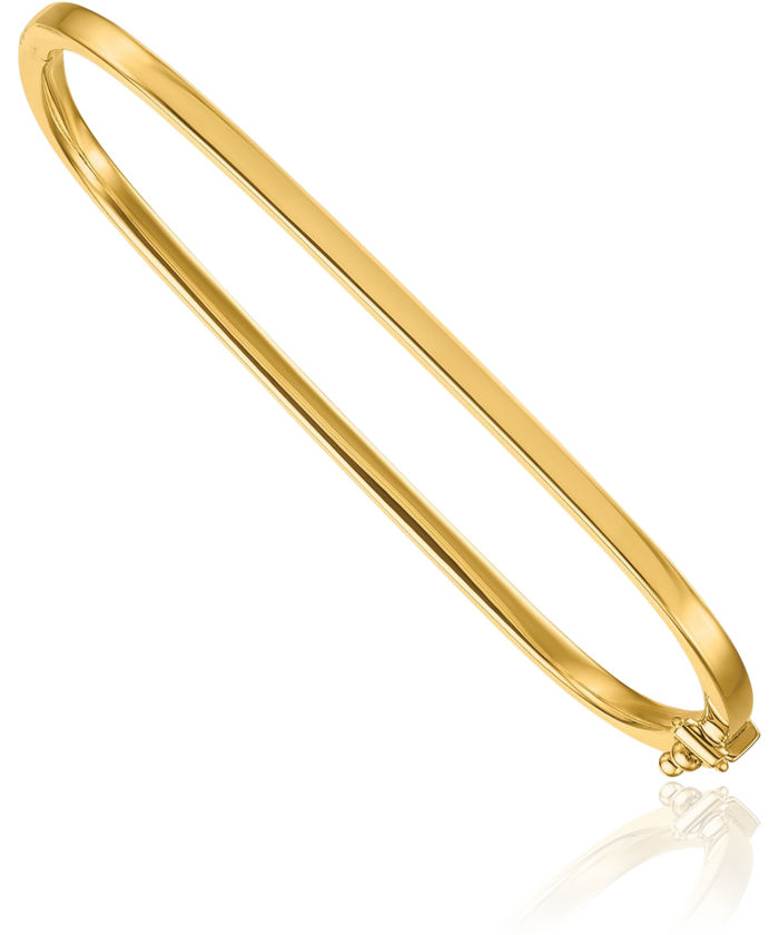 14K Solid Yellow Gold Square 2.7mm Bangle Bracelet