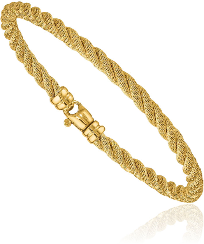18K Solid Yellow Gold Twisted 4mm Chain Bracelet