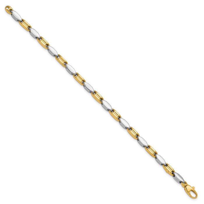 18K Solid Two Tone Gold Link Chain Bracelet