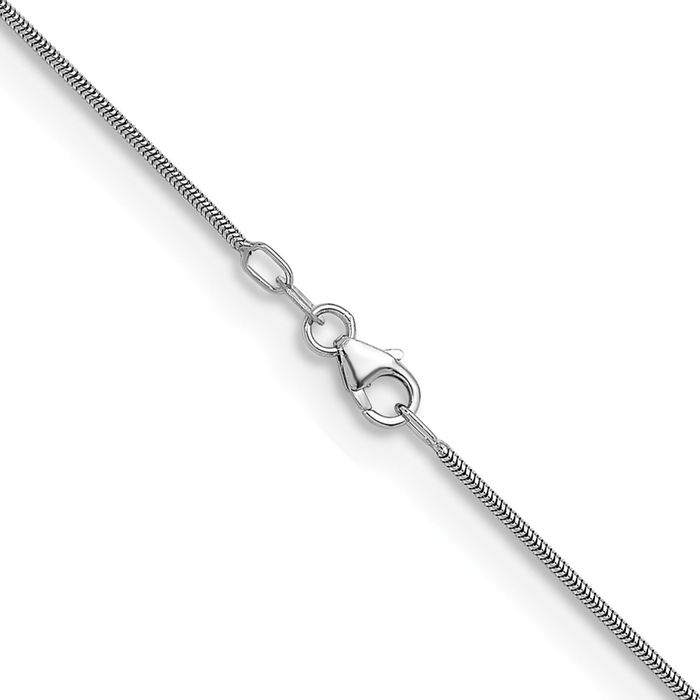 18K Solid White Gold 1.2mm Cubetto Omega Snake Chain Herringbone Necklace