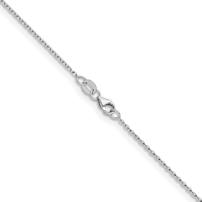 18K Solid White Gold 1.3mm Cable Rolo Link Chain Belcher Necklace