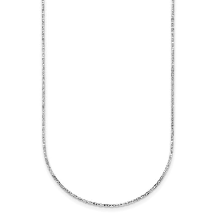 18K Solid White Gold 1.3mm Cable Rolo Link Chain Belcher Necklace