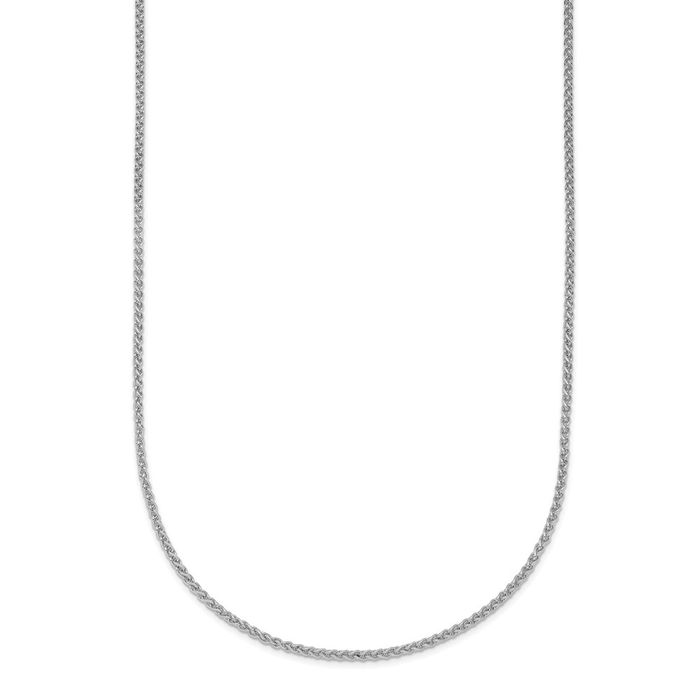 18K Solid White Gold 1.3mm Spiga Wheat Link Chain Necklace