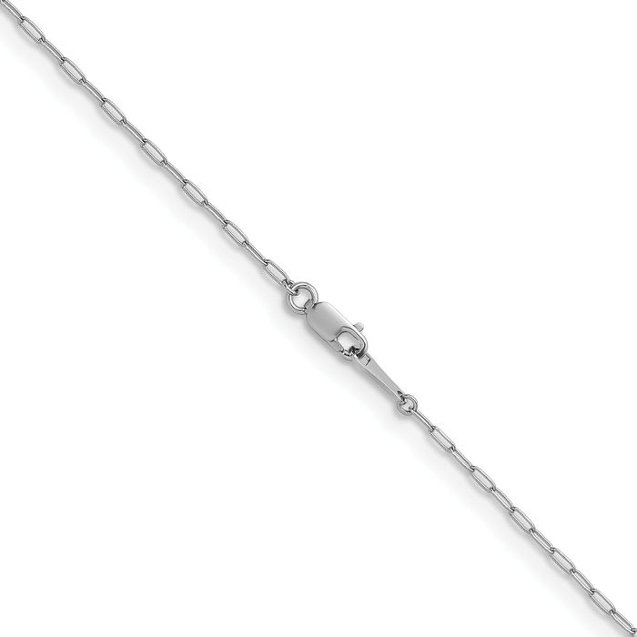 18K Solid White Gold 1.4mm Oval Cable Rolo Link Chain Belcher Necklace