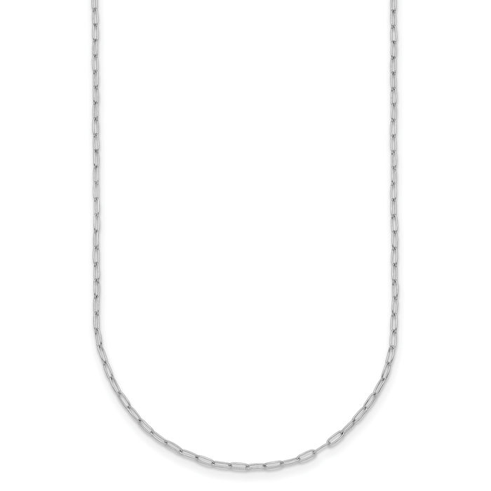 18K Solid White Gold 1.4mm Oval Cable Rolo Link Chain Belcher Necklace