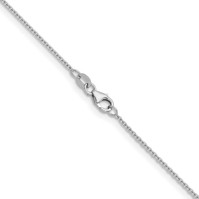 18K Solid White Gold 1.5mm Cable Rolo Link Chain Belcher Necklace