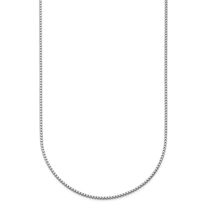 18K Solid White Gold 1mm Franco Link Chain Necklace