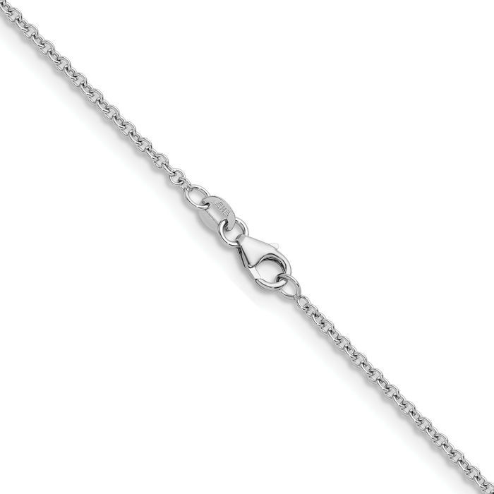 18K Solid White Gold 2mm Cable Rolo Link Chain Belcher Necklace