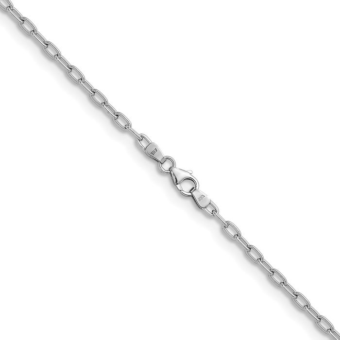 18K Solid White Gold 2.9mm Oval Cable Rolo Link Chain Belcher Necklace