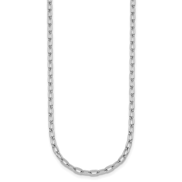 18K Solid White Gold 2.9mm Oval Cable Rolo Link Chain Belcher Necklace