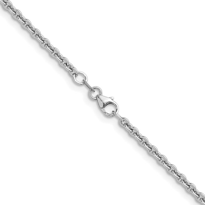 18K Solid White Gold 3mm Cable Rolo Link Chain Belcher Necklace