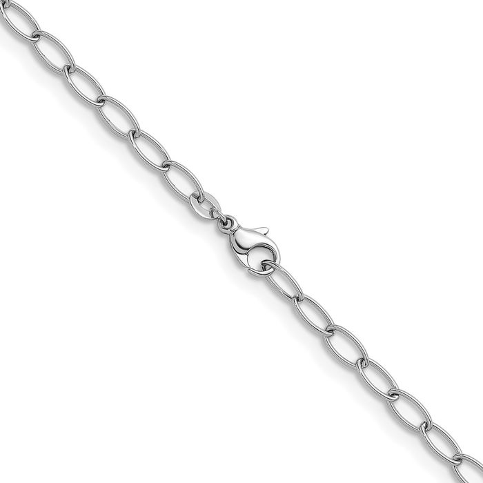 18K Solid White Gold 4.5mm Oval Cable Rolo Link Chain Belcher Necklace