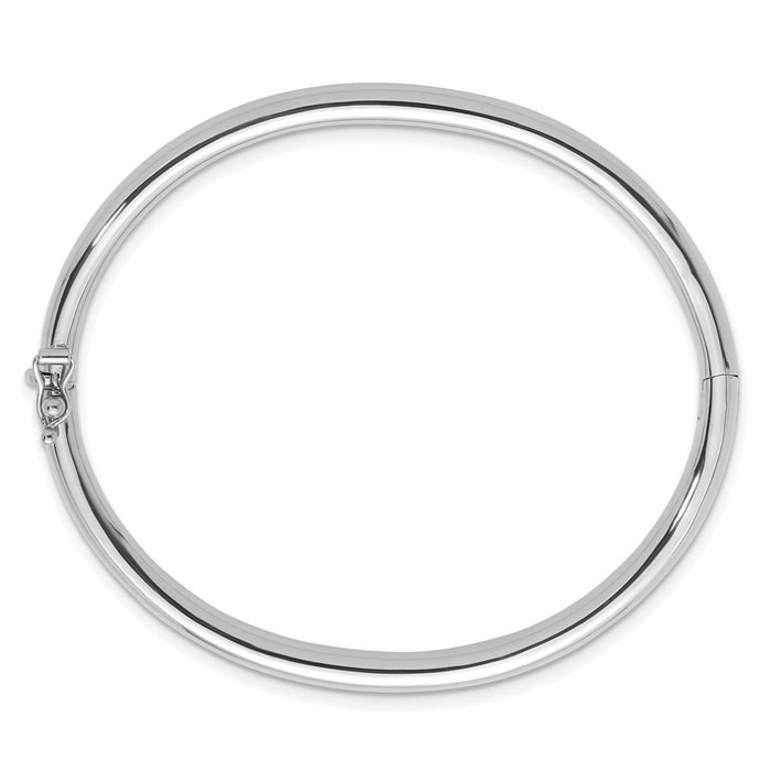 18K Solid White Gold 4mm Bangle Bracelet