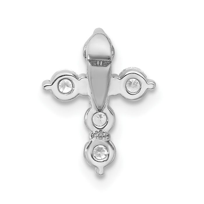 18K Solid White Gold Diamond Holy Cross Floating Chain Slide Pendant Necklace Religious Jesus Christ Charm