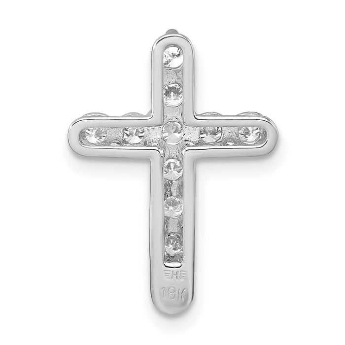 18K Solid White Gold Diamond Holy Cross Floating Chain Slide Pendant Necklace Religious Jesus Christ Charm