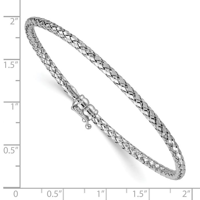 18K Solid White Gold Braided 2.8mm Bangle Bracelet