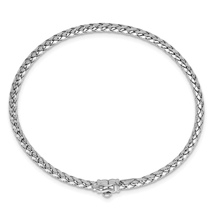 18K Solid White Gold Braided 2.8mm Bangle Bracelet