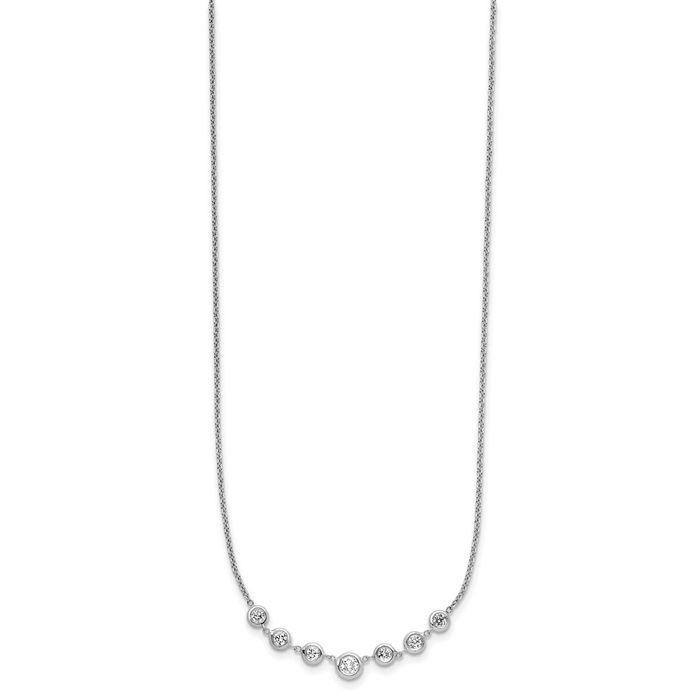 18K Solid White Gold Diamond Graduated Solitaire Necklace Chain