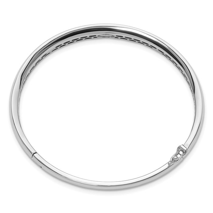 18K Solid White Gold Diamond Bangle Bracelet