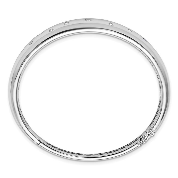 18K Solid White Gold Diamond Bangle Bracelet