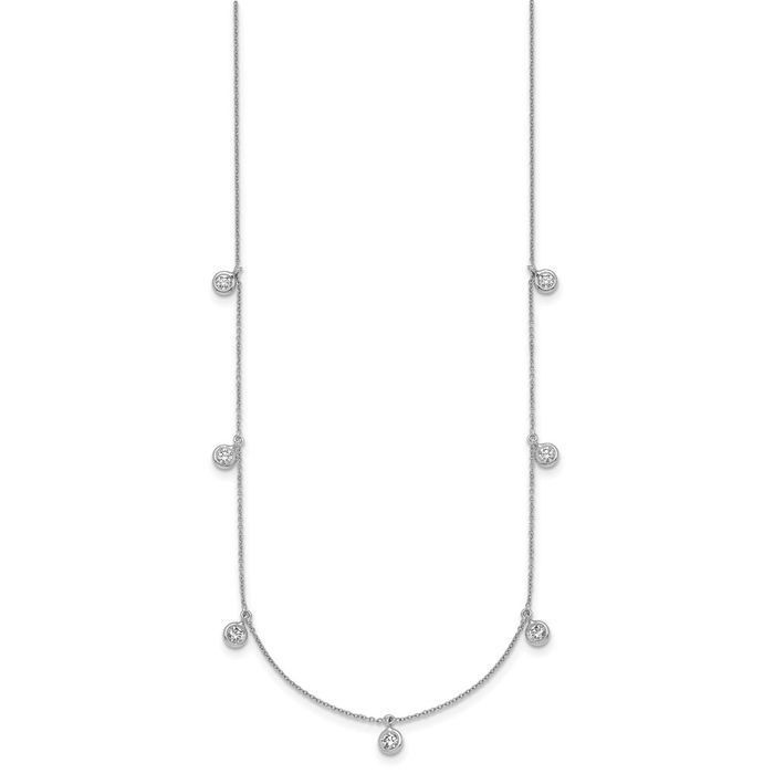 18K Solid White Gold Diamond Stations Necklace Chain