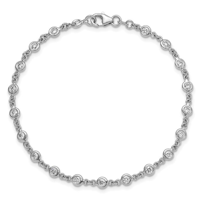 18K Solid White Gold Lab Diamond Tennis Bracelet