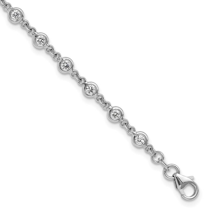 18K Solid White Gold Lab Diamond Tennis Bracelet