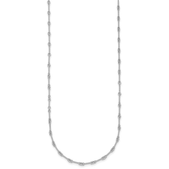 18K Solid White Gold Twisted 2.8mm Bar Link Chain Necklace