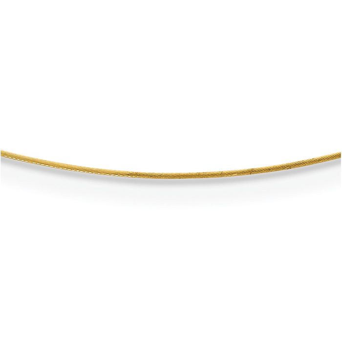 18K Solid Yellow Gold 0.5mm Single Neck Collar Neckwire Chain Cuff Choker Necklace