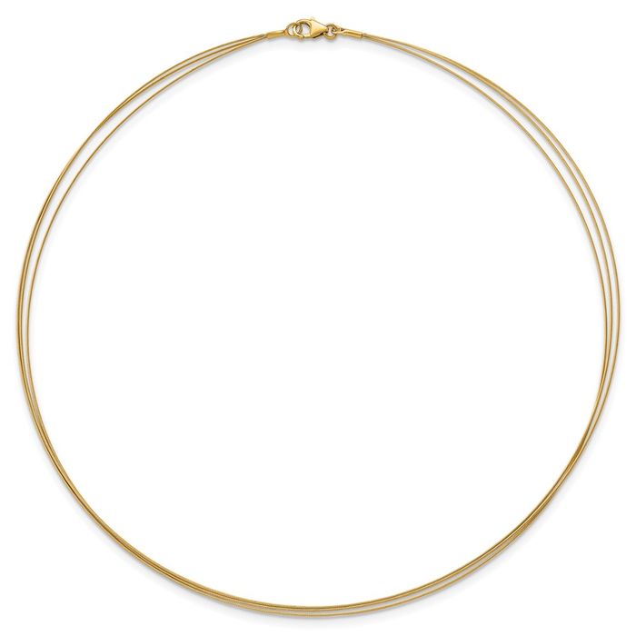 18K Solid Yellow Gold 0.5mm Triple Strand Neck Collar Neckwire Chain Cuff ... - Picture 7 of 18