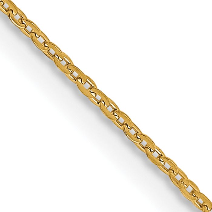 18K Solid Yellow Gold 1.15mm Cable Rolo Link Chain Belcher Necklace