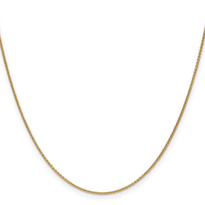 18K Solid Yellow Gold 1.15mm Cable Rolo Link Chain Belcher Necklace