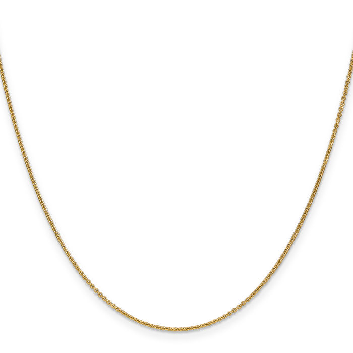 18K Solid Yellow Gold 1.15mm Cable Rolo Link Chain Belcher Necklace